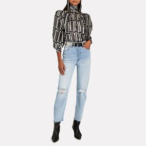 Re/Done 70s High-Rise Stove Pipe Jeans in Seawater Destroyed Size 25